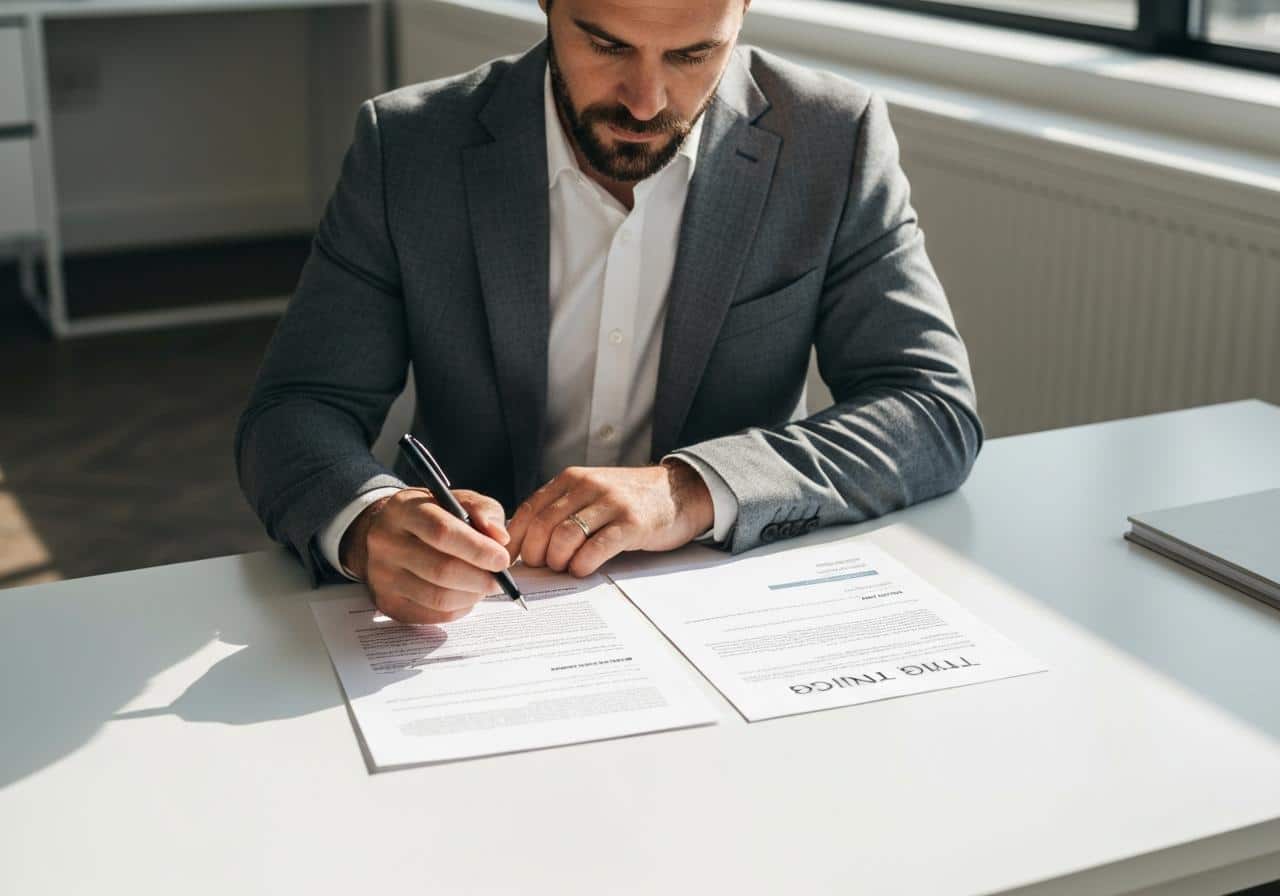 Personne adulte consultant un dossier de formation immobilière