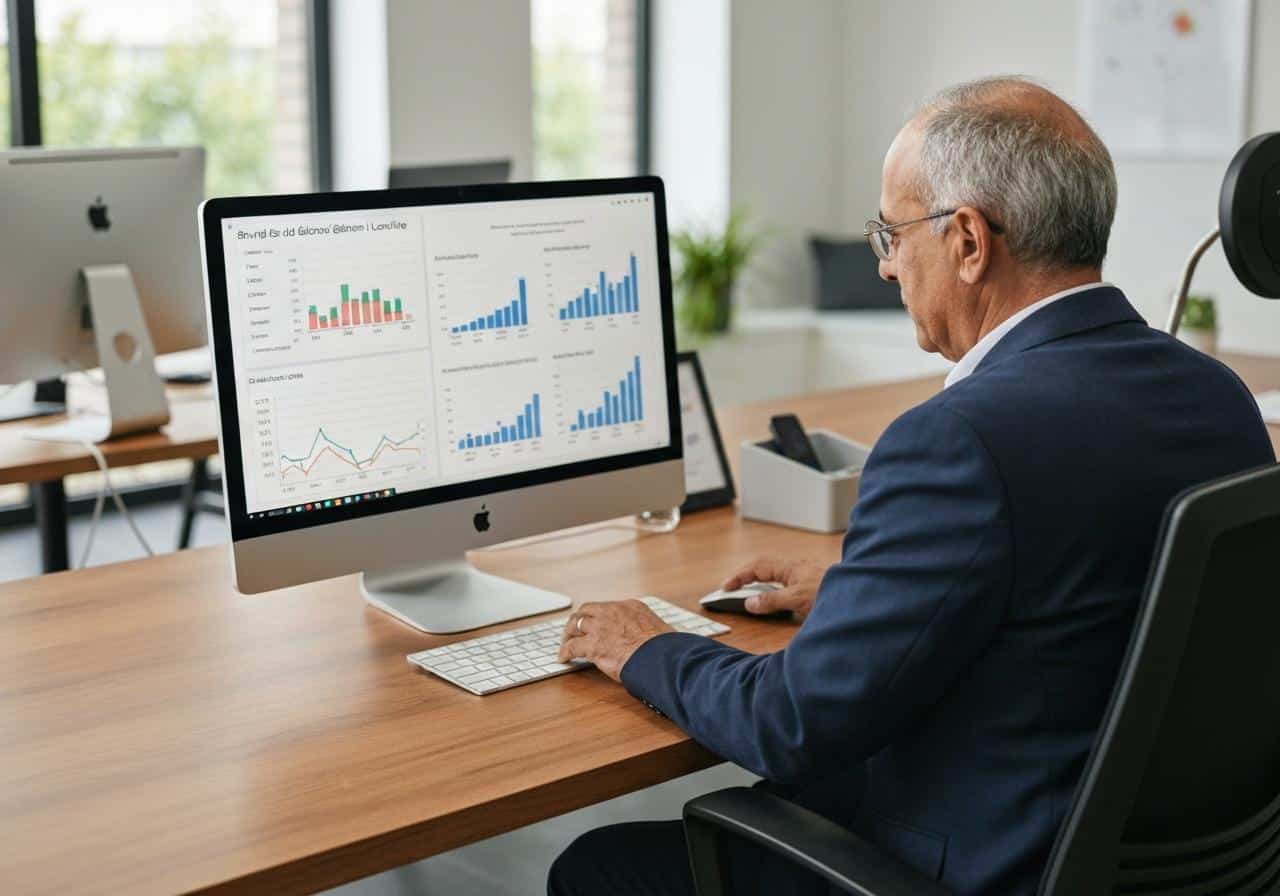Propriétaire consultant ses revenus locatifs sur ordinateur